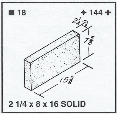 2-1/4 X 8 X 16 Solid