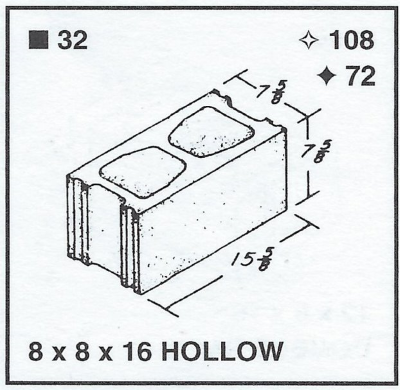 8 X 8 X 16 Hollow Light-Weight