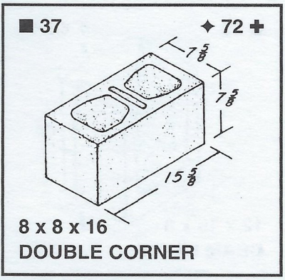 8 X 8 X 16 Double Corner