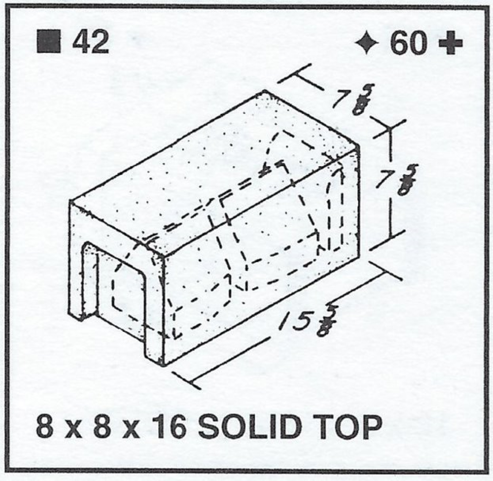 8 X 8 X 16 Solid Top Light-Weight