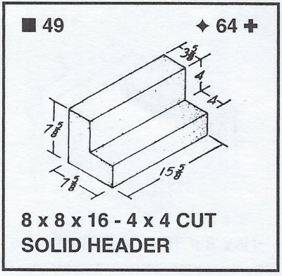 8 X 8 X 16 Solid Header Light-Weight