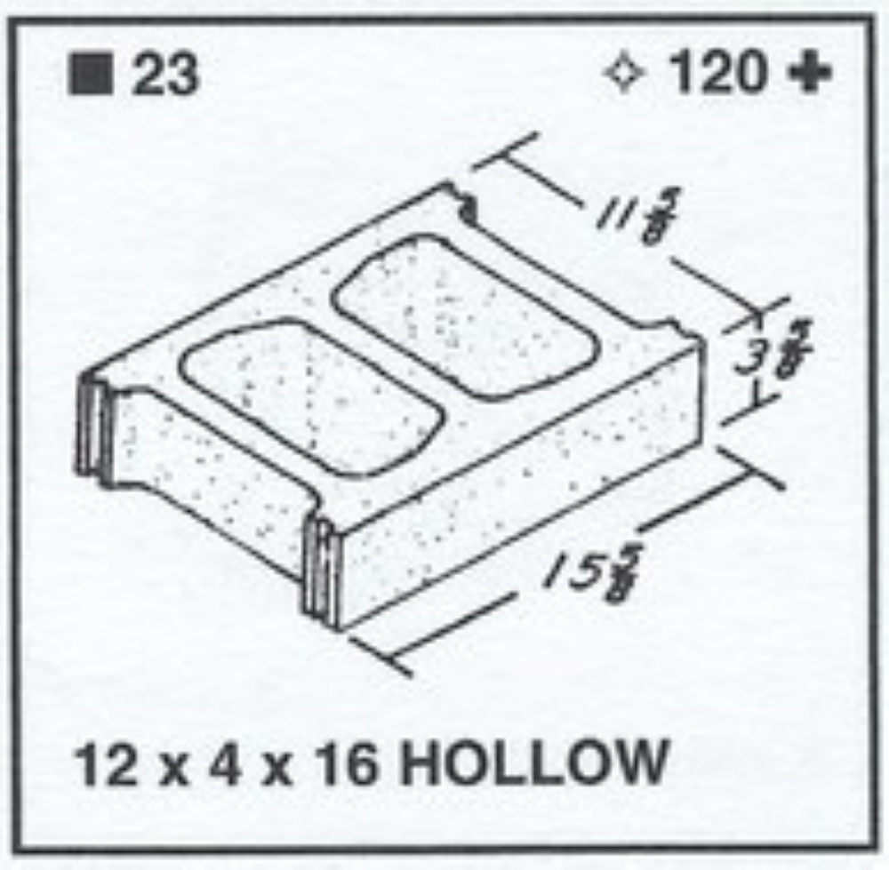 12 X 4 X 16 Hollow Half High