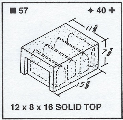 12 X 8 X 16 Solid Top Light-Weight