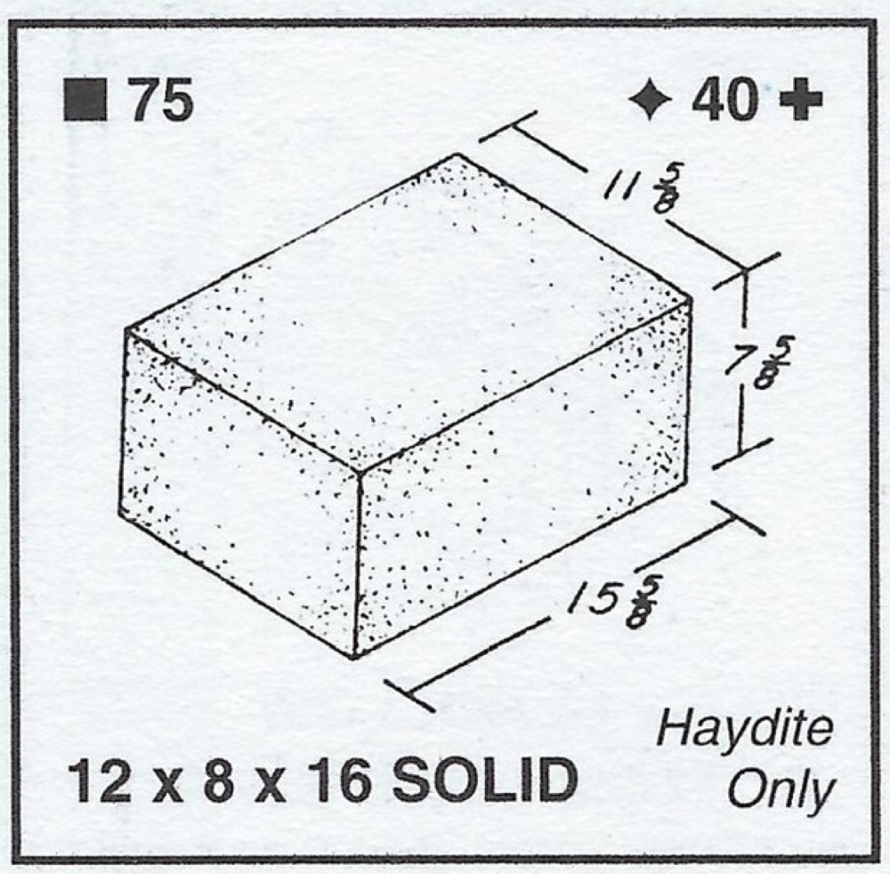 12 X 8 X 16 Solid Light-Weight