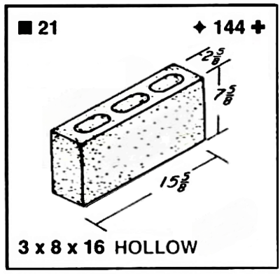 3 X 8 X 16 Hollow