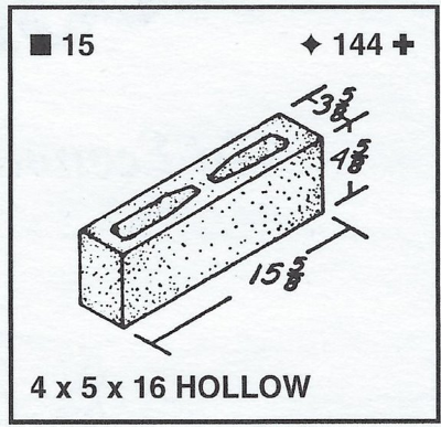 4 X 5 X 16 Hollow