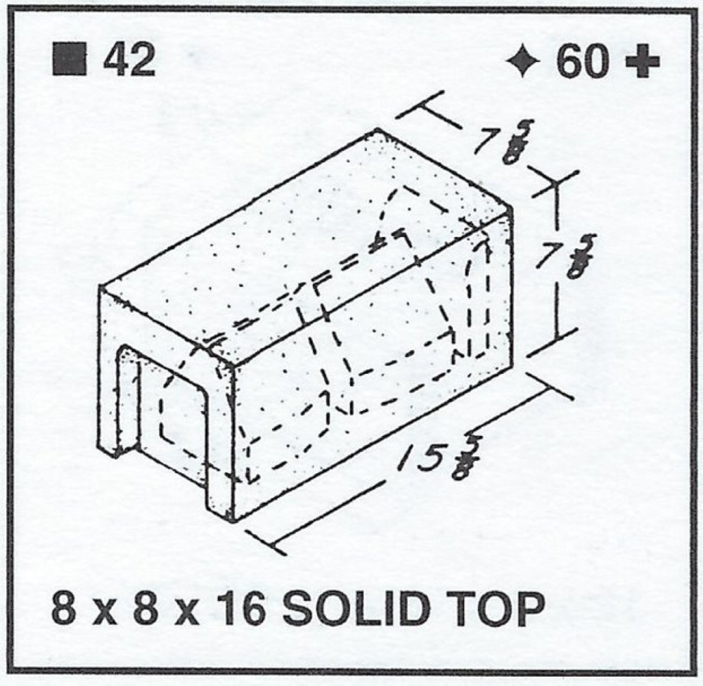 8 X 8 X 16 Solid Top Medium Wt.