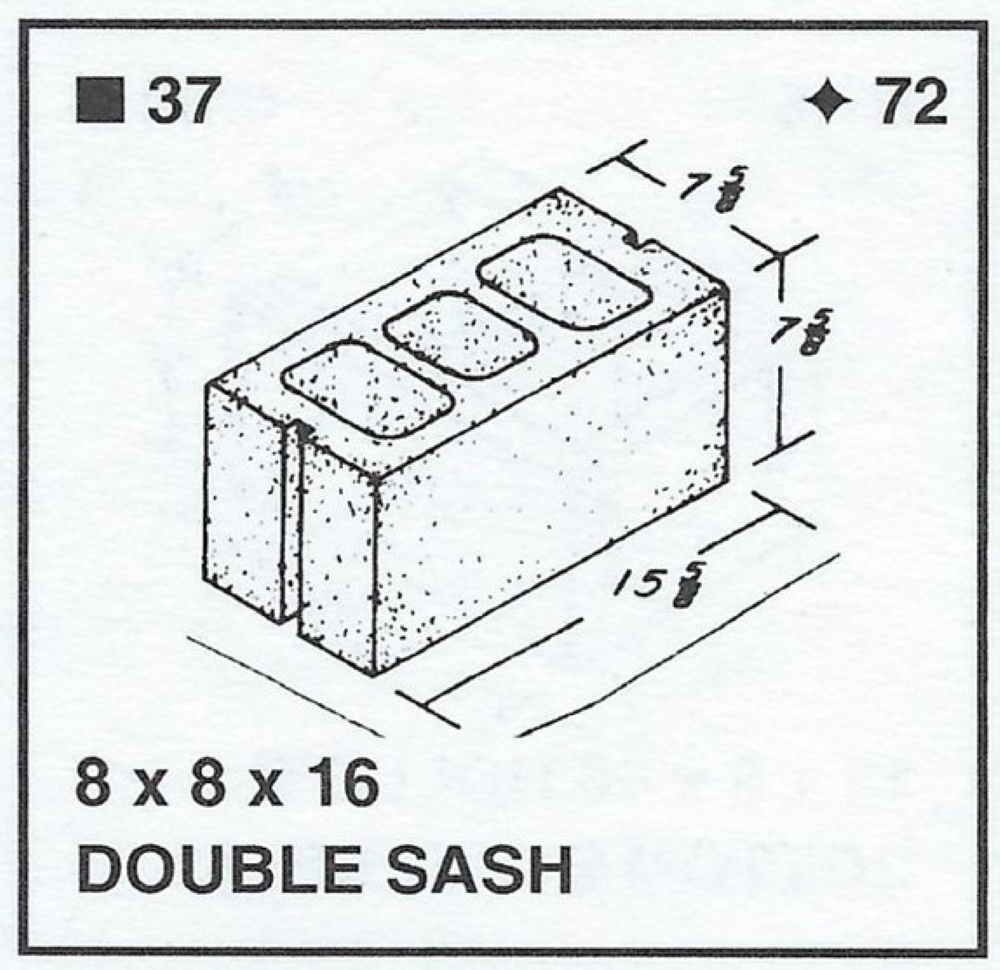 8 X 8 X 16 Hollow Double Sash