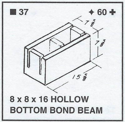 8 X 8 X 16 Bond Beam Hollow Btm