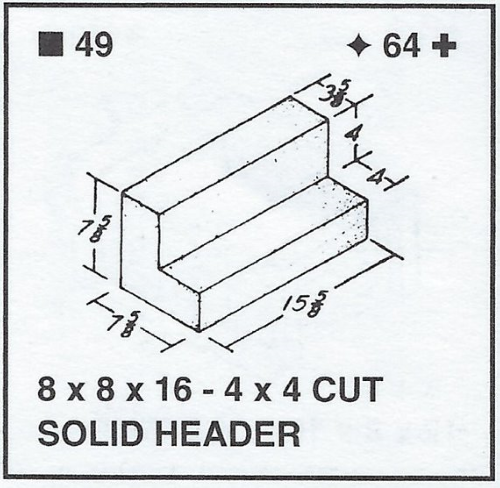 8 X 8 X 16 Sol Header 4x4 Lt Wt.