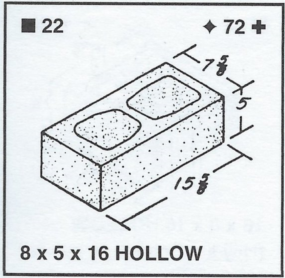 8 X 5 X 16  Hollow