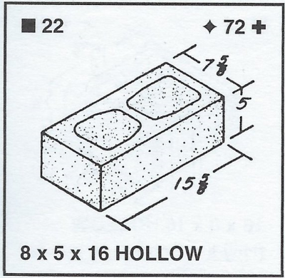 8 X 5 X 16  Hollow