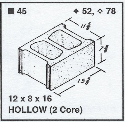 12 X 8 X 16 Hollow Normal Weight