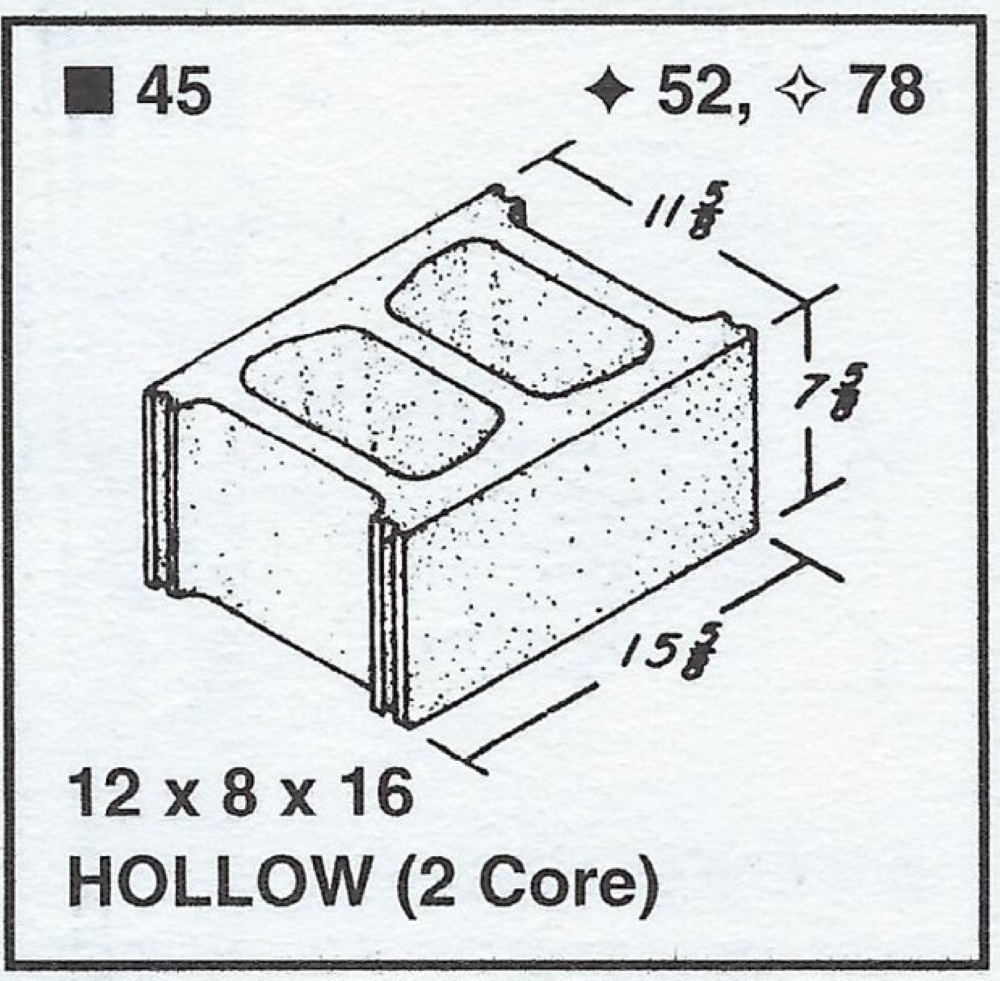 12 X 8 X 16 Hollow Medium Weight