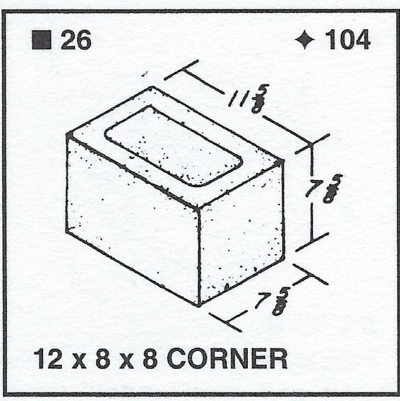12 X 8 X 8 Half Corner
