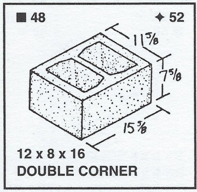 12 X 8 X 16 Double Corner Lt Wt