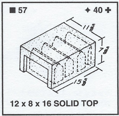 12 X 8 X 16 Solid Top Lt. Weight