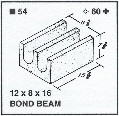 12 X 8 X 16 Bond Beam Solid Btm