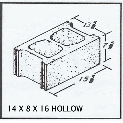 14 X 8 X 16 Hollow Light Weight