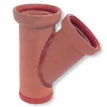 Clay Pipe - 4" I.D, 2' Length W/ 4" Y